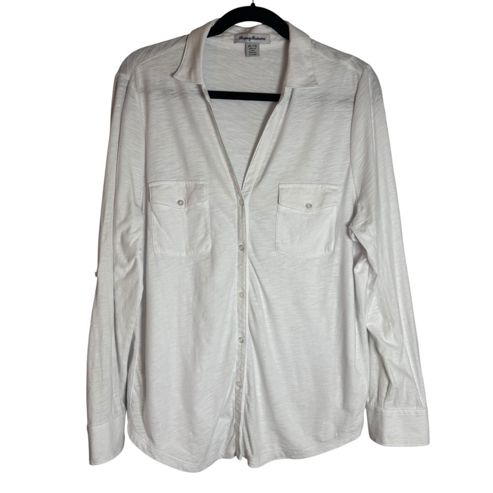 Tommy Bahama Women’s White Cotton Button Down XL Shirt
